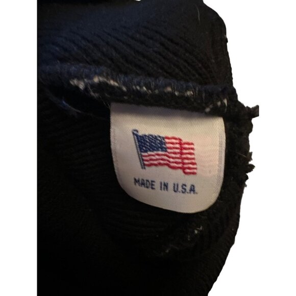 Black Knit Skull Cap Stocking Hat Stars and Stripes Skull One Size - Picture 4 of 4